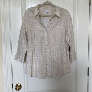 Kim Rogers Cream Button Down Shirt with Relaxed Fit